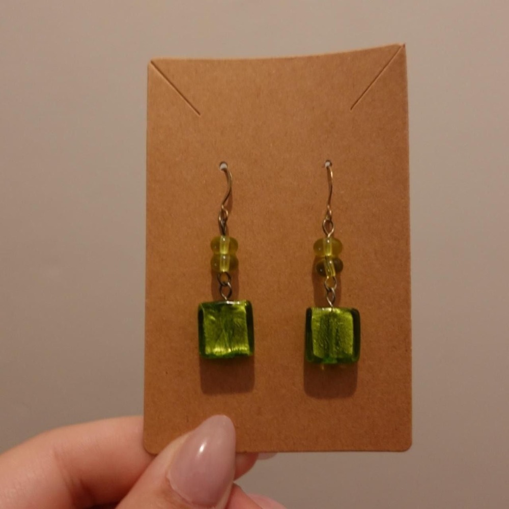 Green Glass Earrings